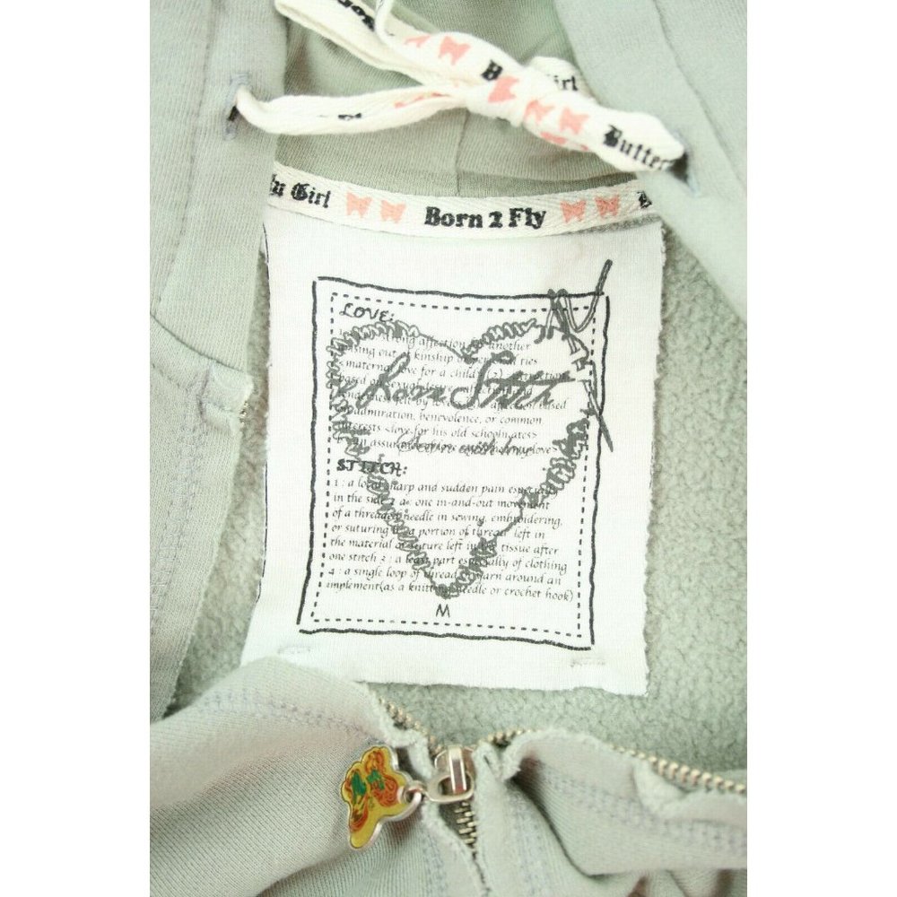 Lovestitch Womens Sz M Gray Sweatshirt Hooded Jacket Printed sleeve and back Nwt - Picture 11 of 12
